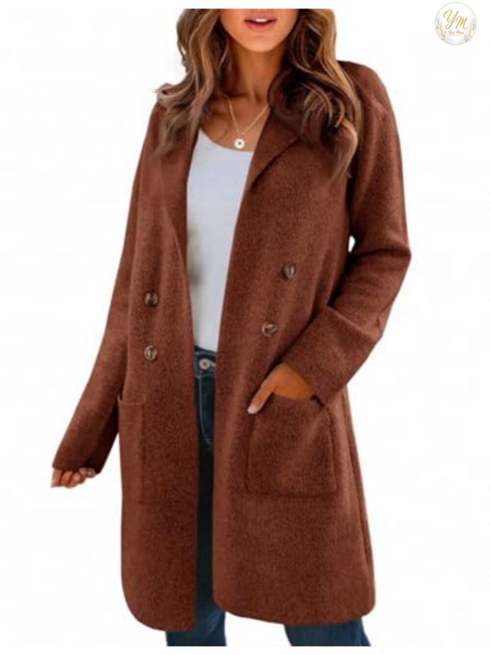 Women's Long Cardigan Sweater Open Front Knit Coatigan Lapel Blazer